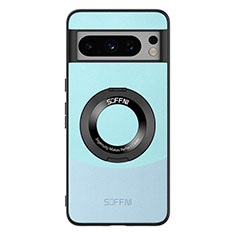 Funda Lujo Cuero Carcasa S03 para Google Pixel 8 Pro 5G Azul Cielo