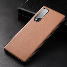 Funda Lujo Cuero Carcasa S03 para Oppo Find X2 Marron