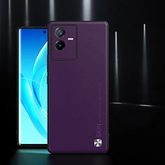 Funda Lujo Cuero Carcasa S03 para Vivo Y73t Morado