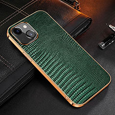 Funda Lujo Cuero Carcasa S04 para Apple iPhone 13 Mini Verde