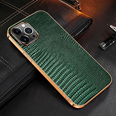 Funda Lujo Cuero Carcasa S04 para Apple iPhone 13 Pro Max Verde