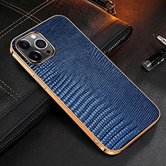 Funda Lujo Cuero Carcasa S04 para Apple iPhone 14 Pro Azul