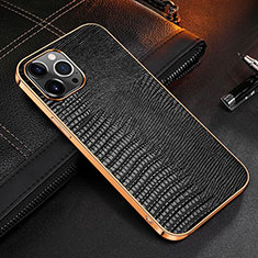 Funda Lujo Cuero Carcasa S04 para Apple iPhone 14 Pro Max Negro