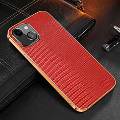 Funda Lujo Cuero Carcasa S04 para Apple iPhone 15 Rojo