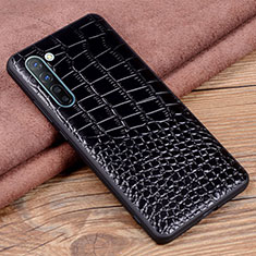 Funda Lujo Cuero Carcasa S04 para Oppo F15 Negro