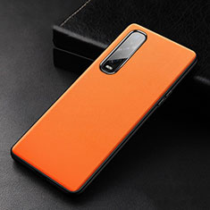 Funda Lujo Cuero Carcasa S04 para Oppo Find X2 Pro Naranja