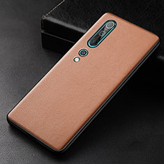 Funda Lujo Cuero Carcasa S04 para Xiaomi Mi 10 Naranja