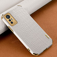 Funda Lujo Cuero Carcasa S04 para Xiaomi Mi 12 Pro 5G Blanco