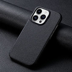 Funda Lujo Cuero Carcasa S04D para Apple iPhone 13 Pro Negro