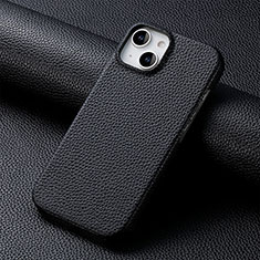 Funda Lujo Cuero Carcasa S04D para Apple iPhone 14 Negro