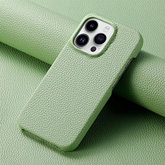 Funda Lujo Cuero Carcasa S04D para Apple iPhone 15 Pro Max Verde