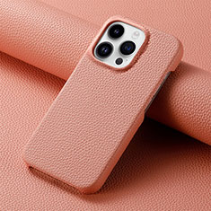 Funda Lujo Cuero Carcasa S04D para Apple iPhone 15 Pro Rosa