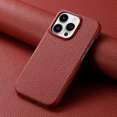 Funda Lujo Cuero Carcasa S04D para Apple iPhone 16 Pro Rojo