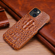 Funda Lujo Cuero Carcasa S05 para Apple iPhone 13 Mini Marron