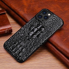 Funda Lujo Cuero Carcasa S05 para Apple iPhone 15 Pro Max Negro