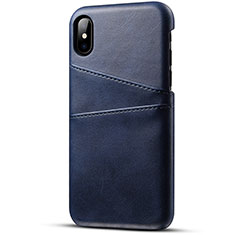 Funda Lujo Cuero Carcasa S06 para Apple iPhone Xs Max Azul