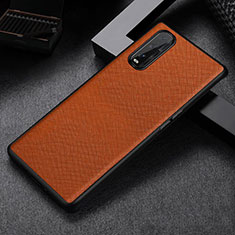 Funda Lujo Cuero Carcasa S06 para Oppo Find X2 Naranja