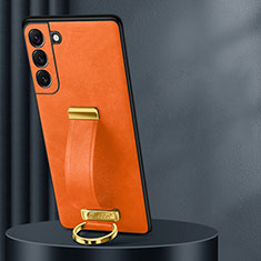 Funda Lujo Cuero Carcasa S06 para Samsung Galaxy S22 5G Naranja