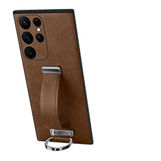 Funda Lujo Cuero Carcasa S06 para Samsung Galaxy S22 Ultra 5G Marron