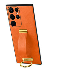 Funda Lujo Cuero Carcasa S06 para Samsung Galaxy S23 Ultra 5G Naranja