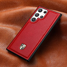 Funda Lujo Cuero Carcasa S06D para Samsung Galaxy S21 Ultra 5G Rojo