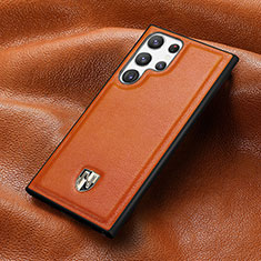 Funda Lujo Cuero Carcasa S06D para Samsung Galaxy S23 Ultra 5G Naranja