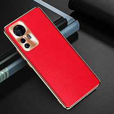 Funda Lujo Cuero Carcasa S07 para Xiaomi Mi 12 Pro 5G Rojo