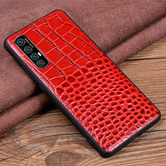 Funda Lujo Cuero Carcasa S08 para Oppo Reno3 Pro Rojo