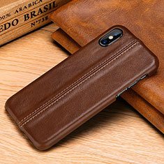 Funda Lujo Cuero Carcasa S11 para Apple iPhone X Marron