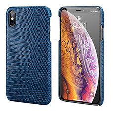 Funda Lujo Cuero Carcasa S12 para Apple iPhone Xs Azul