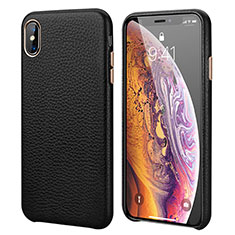 Funda Lujo Cuero Carcasa S14 para Apple iPhone X Negro