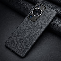 Funda Lujo Cuero Carcasa ST2 para Huawei P60 Pro Negro