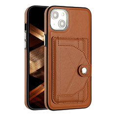 Funda Lujo Cuero Carcasa Y01B para Apple iPhone 13 Marron