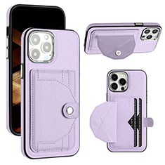 Funda Lujo Cuero Carcasa Y01B para Apple iPhone 15 Pro Max Purpura Claro