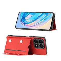 Funda Lujo Cuero Carcasa Y01B para Huawei Honor X8a 4G Rojo