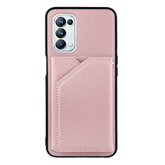 Funda Lujo Cuero Carcasa Y01B para Oppo A74 5G Oro Rosa