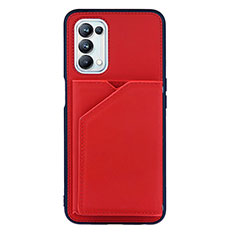 Funda Lujo Cuero Carcasa Y01B para Oppo A74 5G Rojo