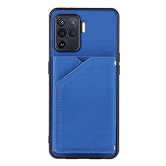 Funda Lujo Cuero Carcasa Y01B para Oppo A94 4G Azul