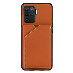 Funda Lujo Cuero Carcasa Y01B para Oppo A94 4G Marron