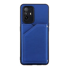 Funda Lujo Cuero Carcasa Y01B para Oppo A94 5G Azul