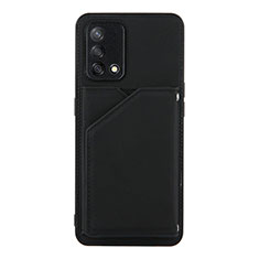 Funda Lujo Cuero Carcasa Y01B para Oppo F19 Negro