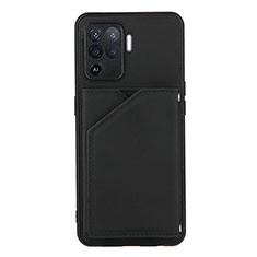 Funda Lujo Cuero Carcasa Y01B para Oppo F19 Pro Negro