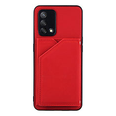 Funda Lujo Cuero Carcasa Y01B para Oppo F19 Rojo