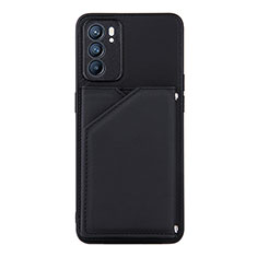 Funda Lujo Cuero Carcasa Y01B para Oppo Reno6 5G Negro