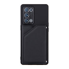 Funda Lujo Cuero Carcasa Y01B para Oppo Reno6 Pro 5G Negro