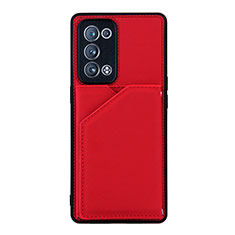 Funda Lujo Cuero Carcasa Y01B para Oppo Reno6 Pro 5G Rojo