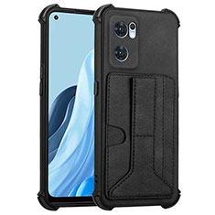 Funda Lujo Cuero Carcasa Y01B para Oppo Reno7 5G Negro