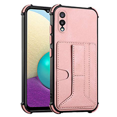 Funda Lujo Cuero Carcasa Y01B para Samsung Galaxy A02 Oro Rosa