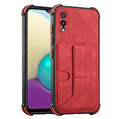 Funda Lujo Cuero Carcasa Y01B para Samsung Galaxy A02 Rojo