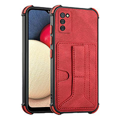 Funda Lujo Cuero Carcasa Y01B para Samsung Galaxy A03s Rojo